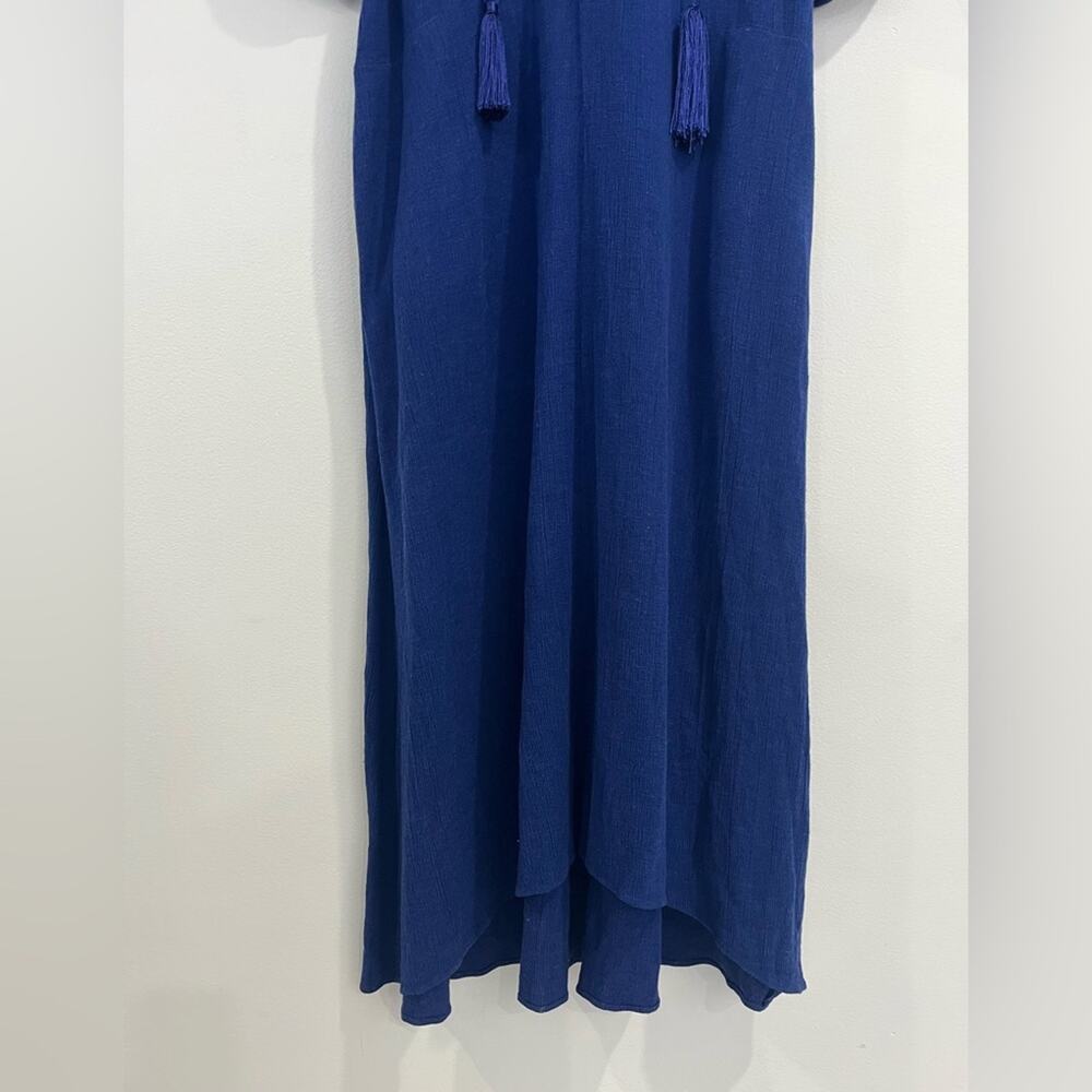 Soft Surroundings Blue Linen Tassel Maxi Dress Petite Medium - Picture 3 of 7